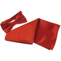 Massive Discounts Men's Red Silver Glitter Bow Tie and Pocket Square Set