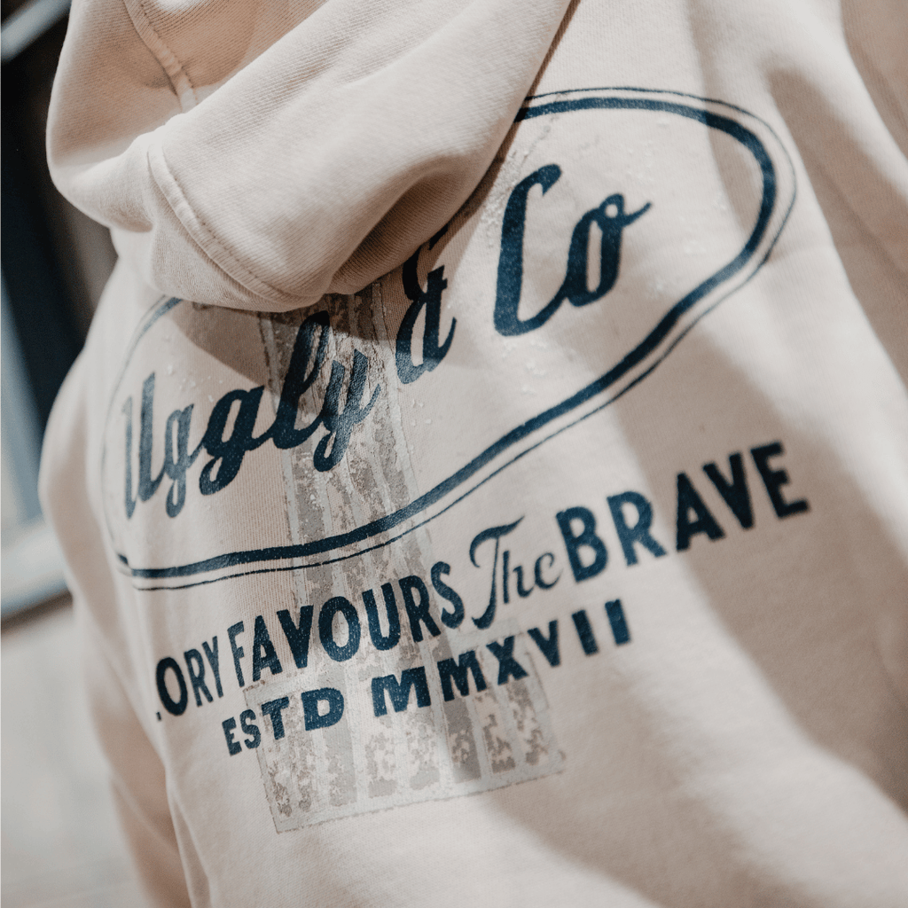 Uggly & Co Dirty White No.1 Motorcycle Hoodie | 100% Cotton Biker Gear