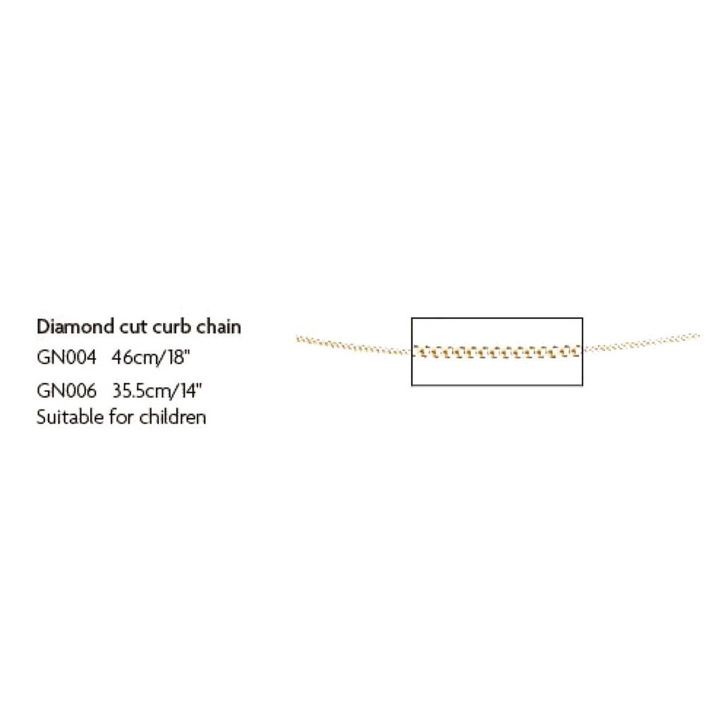 Gecko Jewellery 9ct Gold 0.6mm Diamond Cut Curb Chain Necklace | 46cm