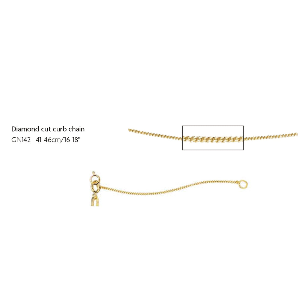 Gecko Jewellery 9ct Gold 0.8mm Diamond Cut Curb Chain – 41cm-46cm