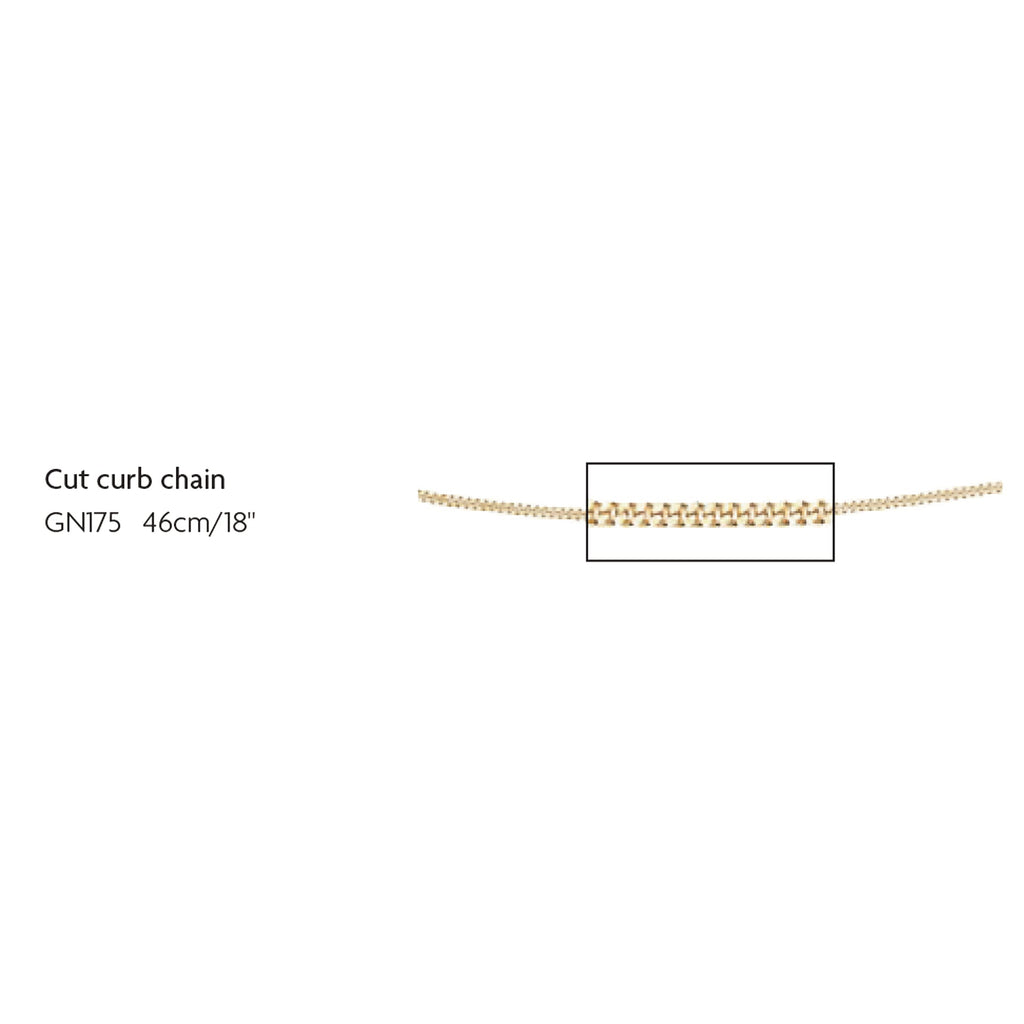 Gecko Jewellery 9ct Gold 1mm Diamond Cut Curb Chain Necklace - 46cm
