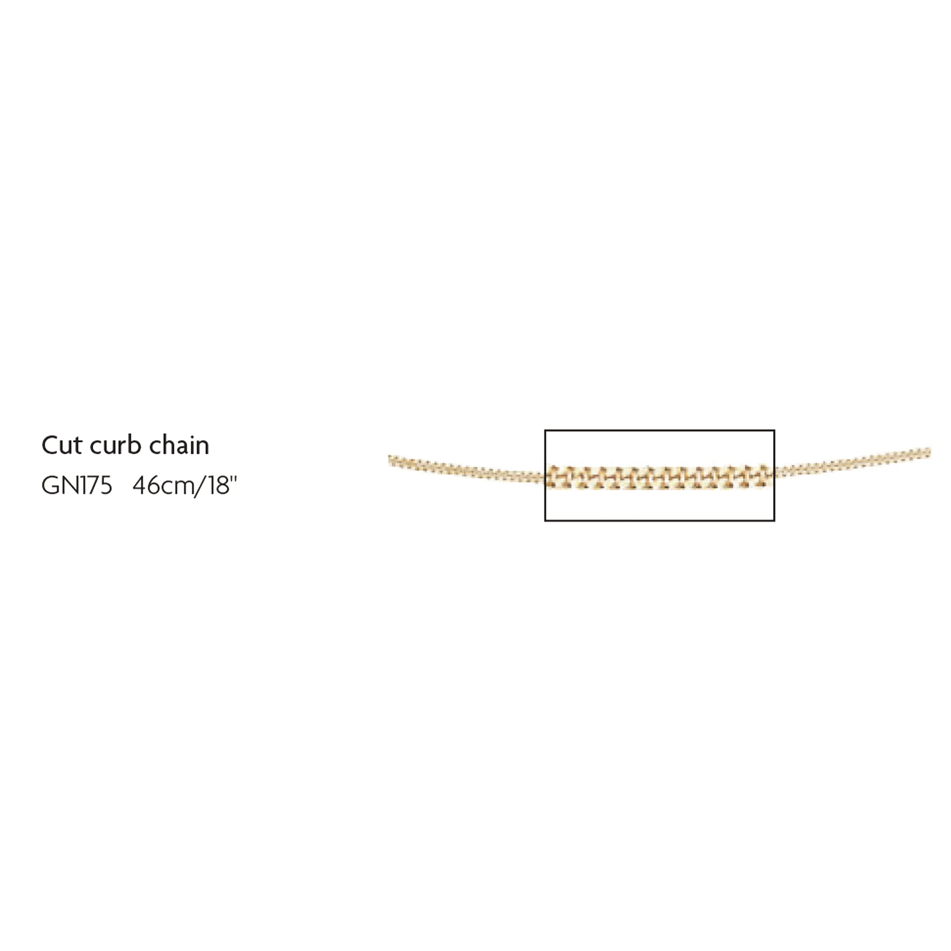 Gecko Jewellery 9ct Gold 1mm Diamond Cut Curb Chain Necklace - 46cm