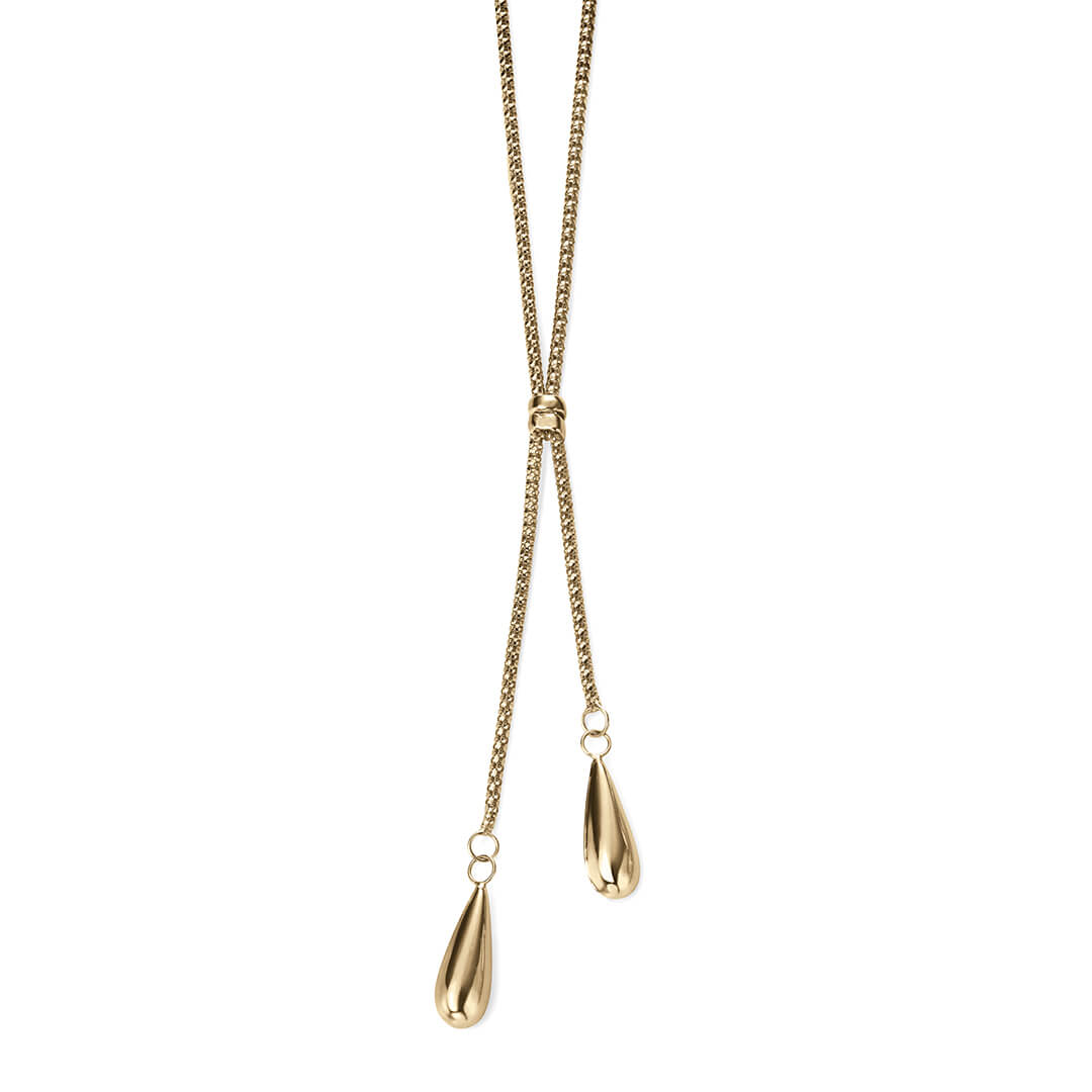 Gecko Jewellery 9ct Gold Double Teardrop Necklace with Polished Finish