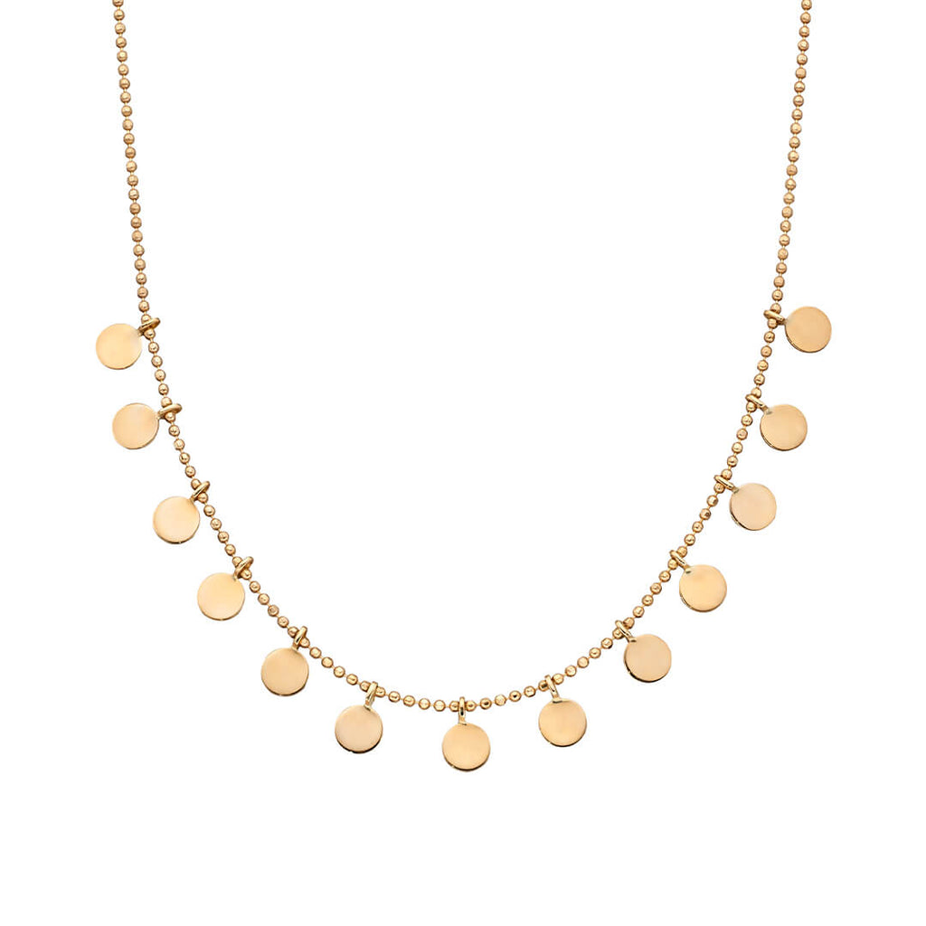 Gecko Jewellery 9ct Gold Multi Disc Necklace with Polished Finish