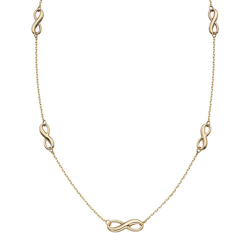 Gecko Jewellery 9ct Yellow Gold Infinity Symbol Station Necklace
