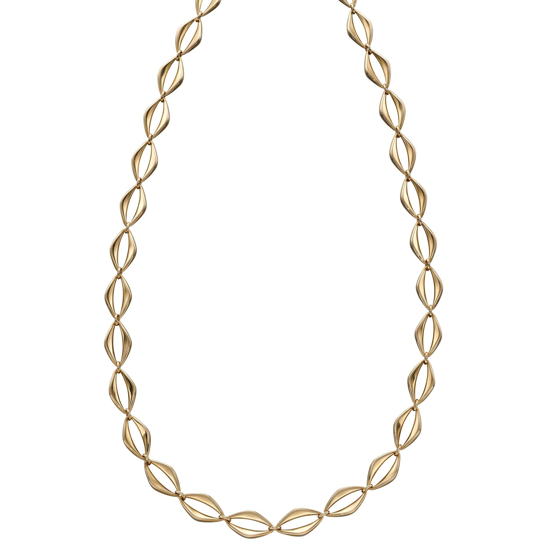 Gecko Jewellery 9ct Yellow Gold Open Eye Link Necklace for Women