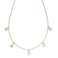 Gecko Jewellery Yellow Gold Keshi Pearl Charm Necklace – 5 Pearl Charms