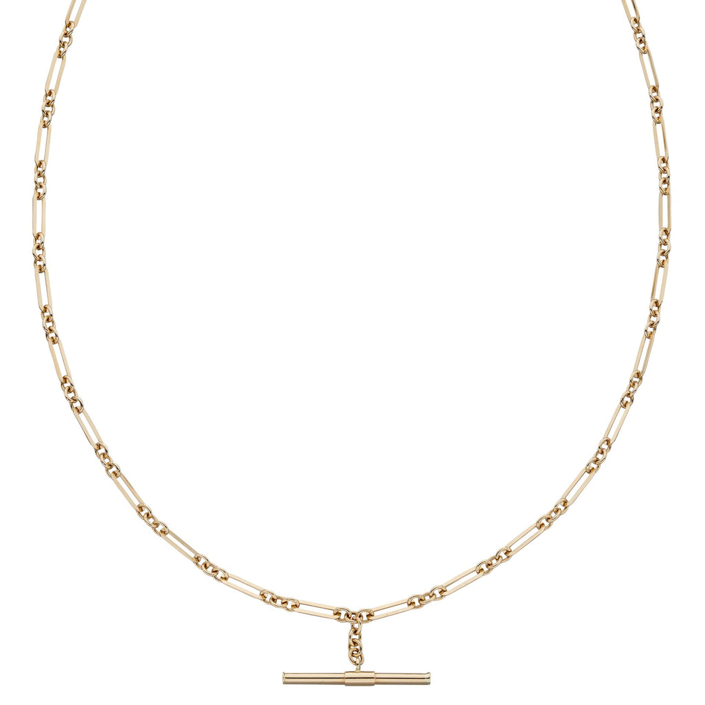 Gecko Jewellery 9ct Gold T-Bar Figaro Chain Necklace for Women