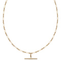 Gecko Jewellery 9ct Gold T-Bar Figaro Chain Necklace for Women