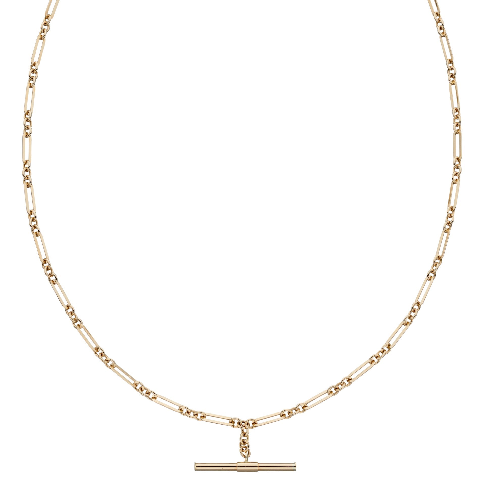 Gecko Jewellery 9ct Gold T-Bar Figaro Chain Necklace for Women