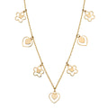 Gecko Jewellery 9ct Yellow Gold Heart and Flower Charm Necklace