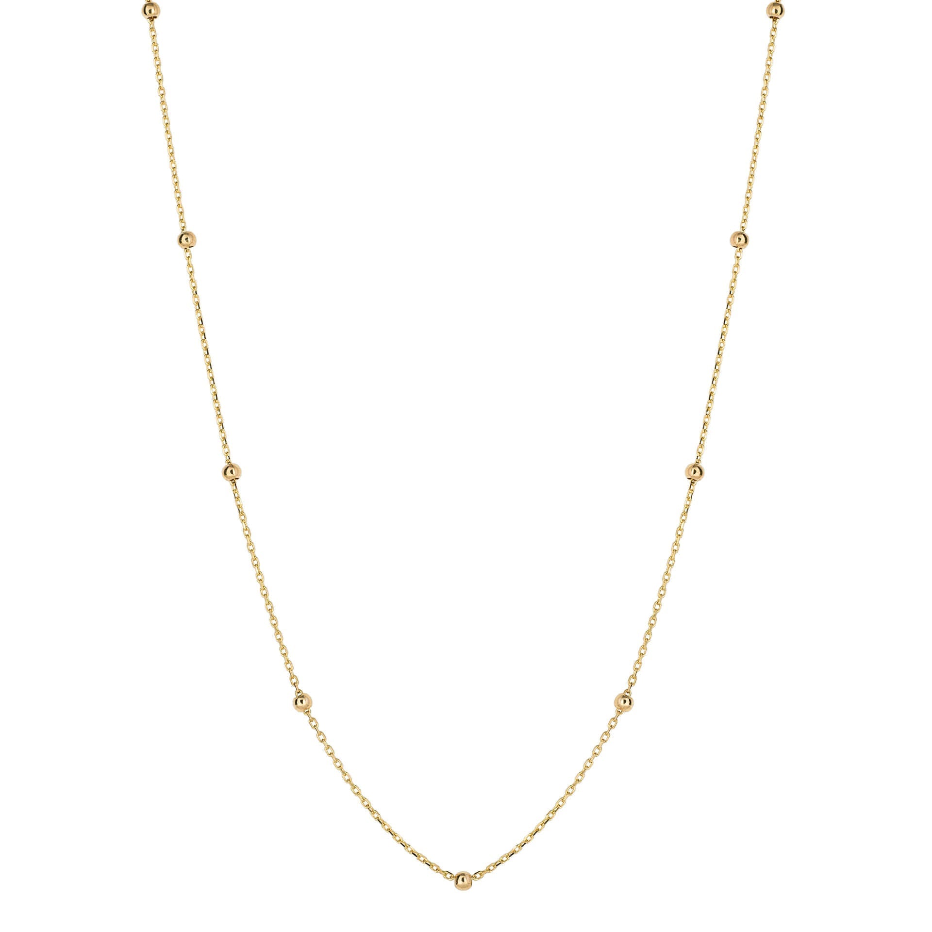 Gecko Jewellery 9ct Gold Ball Station Chain Necklace – Two Tone Design