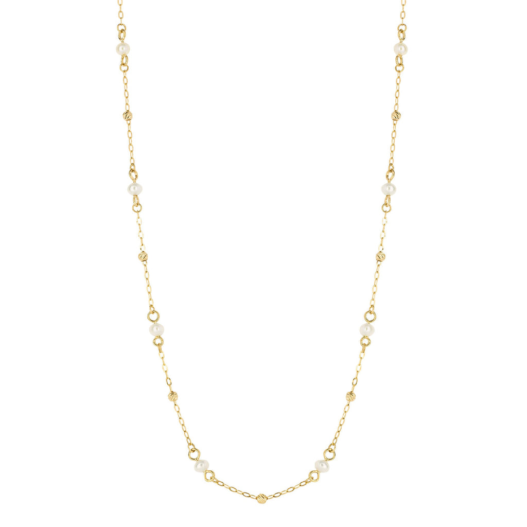 Gecko Jewellery 9ct Yellow Gold Freshwater Pearl Trace Chain Necklace