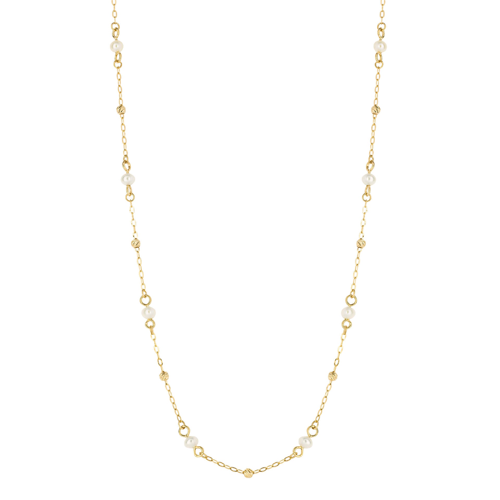 Gecko Jewellery 9ct Yellow Gold Freshwater Pearl Trace Chain Necklace