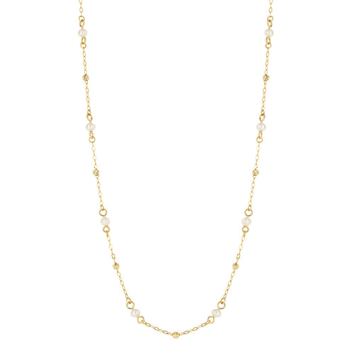 Gecko Jewellery 9ct Yellow Gold Freshwater Pearl Trace Chain Necklace