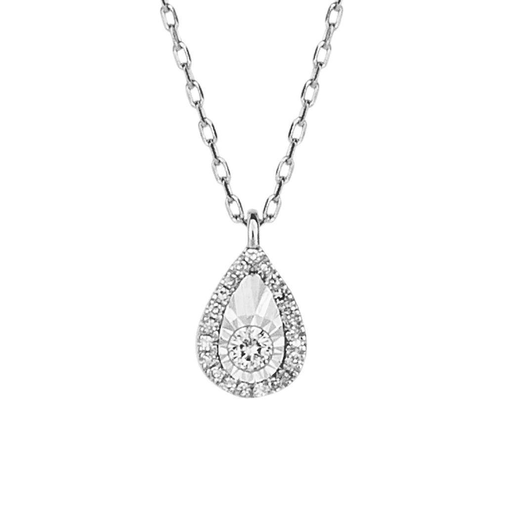 Gecko Jewellery 9ct Gold Diamond Cut Teardrop Necklace with Diamonds