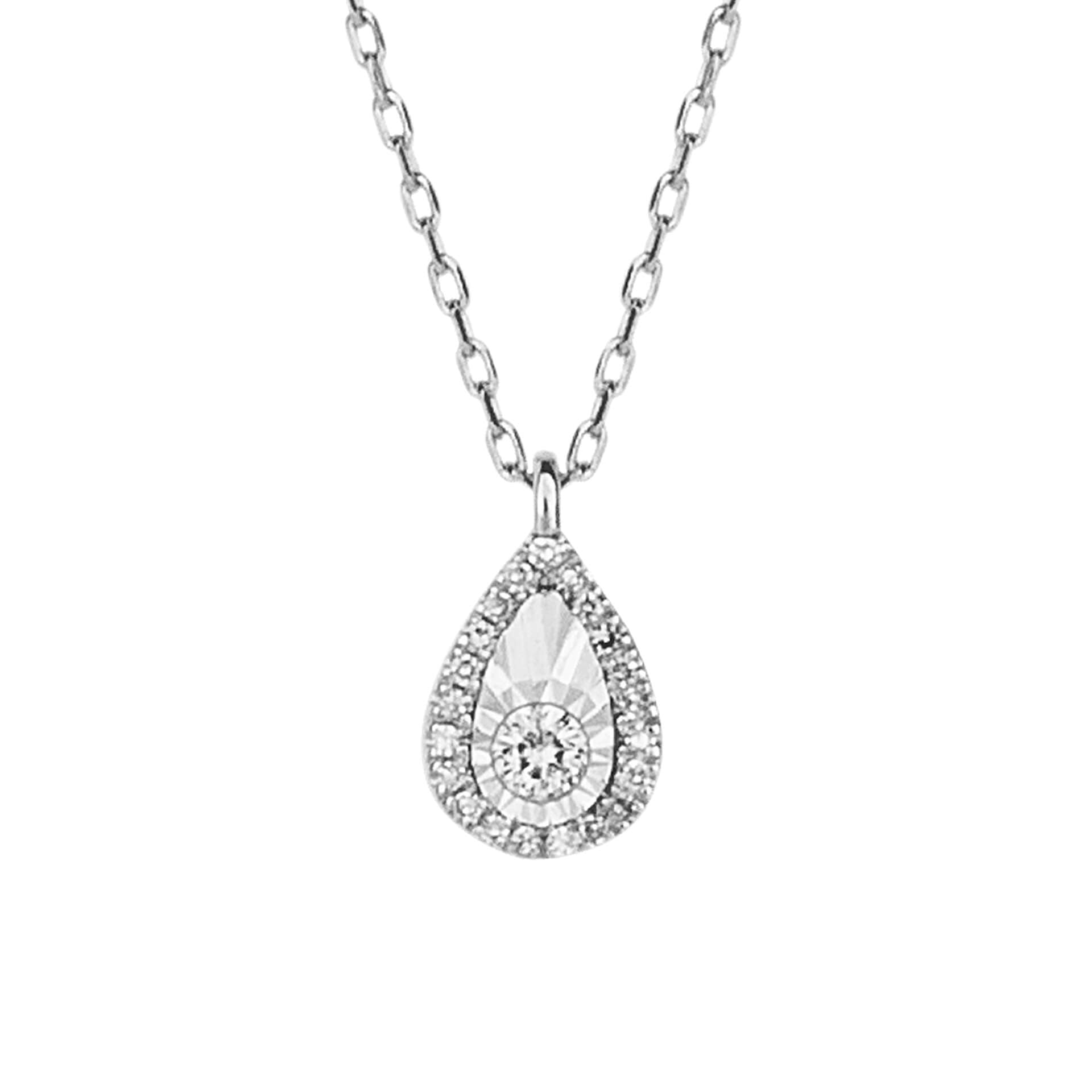 Gecko Jewellery 9ct Gold Diamond Cut Teardrop Necklace with Diamonds
