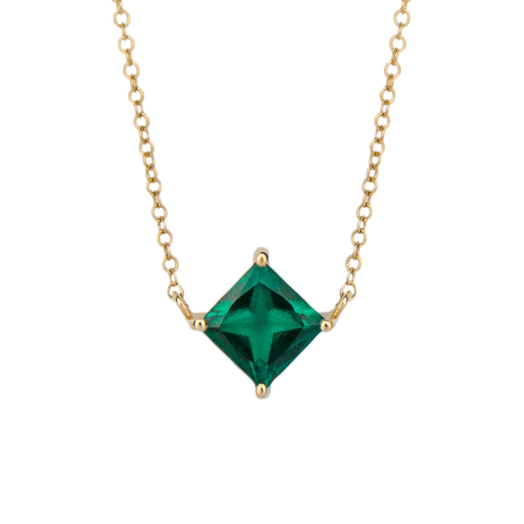 Gecko Jewellery Princess Cut Lab Created Stone Necklace in 9ct Gold