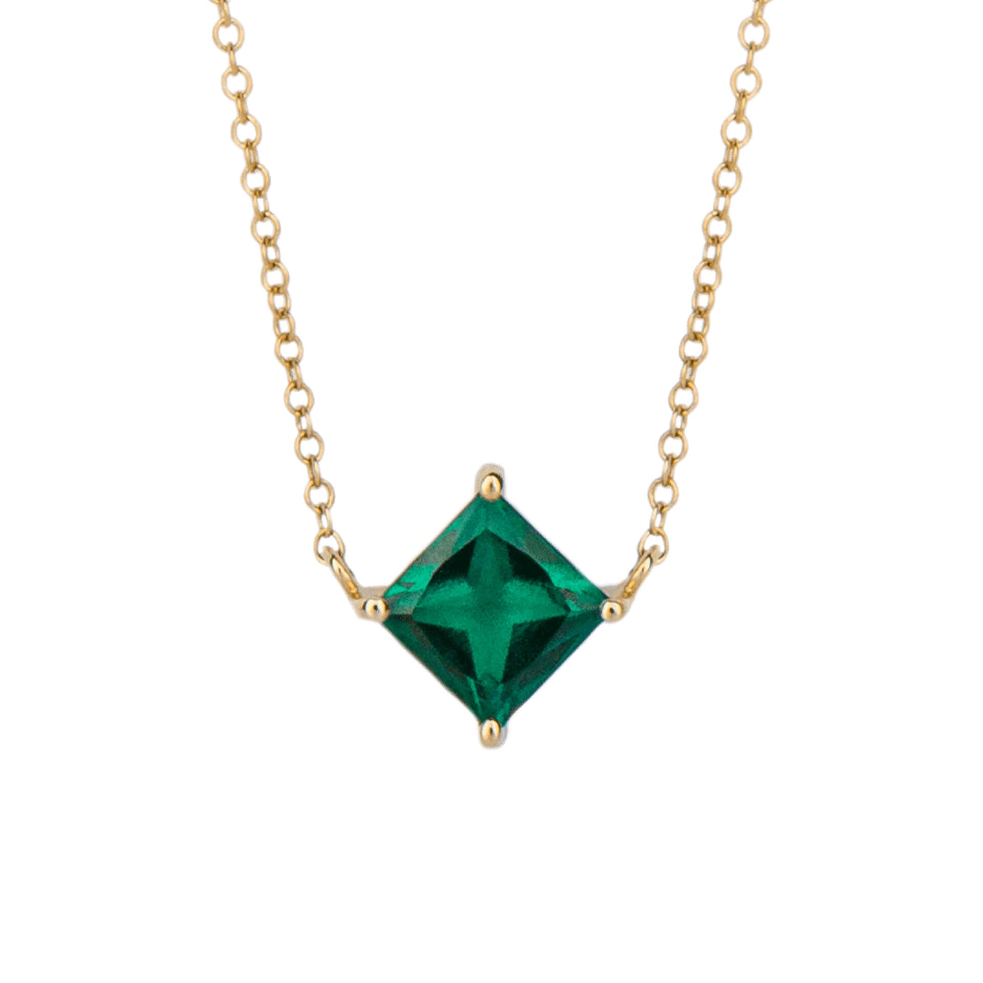 Gecko Jewellery Princess Cut Lab Created Stone Necklace in 9ct Gold