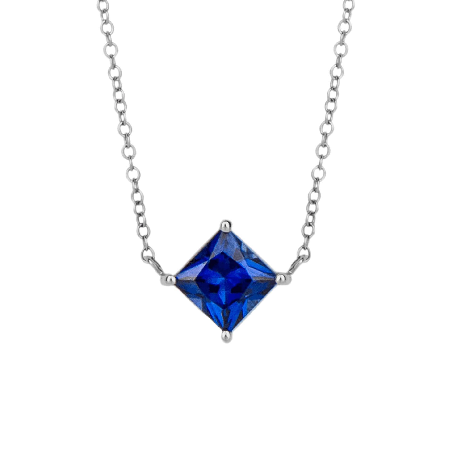 Gecko Jewellery Princess Cut Lab Created Stone Necklace in 9ct Gold