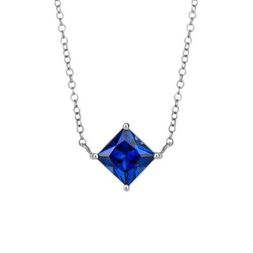 Gecko Jewellery Princess Cut Lab Created Stone Necklace in 9ct Gold