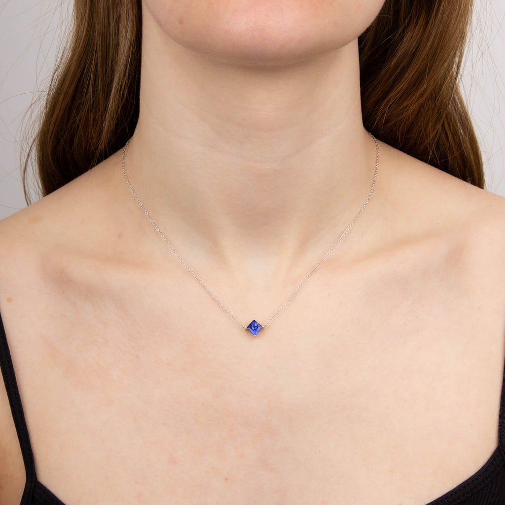 Gecko Jewellery Princess Cut Lab Created Stone Necklace in 9ct Gold