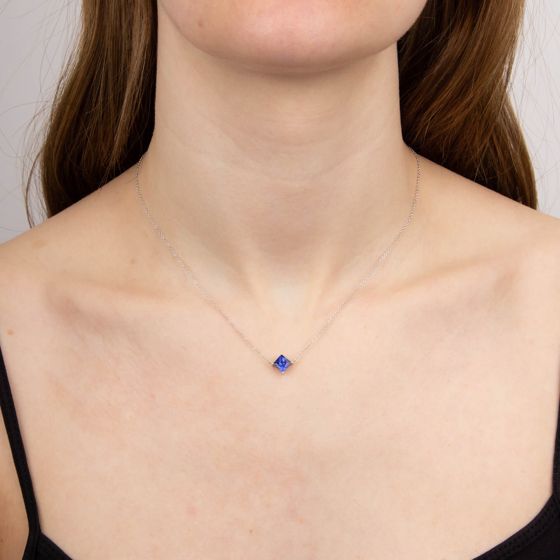 Gecko Jewellery Princess Cut Lab Created Stone Necklace in 9ct Gold