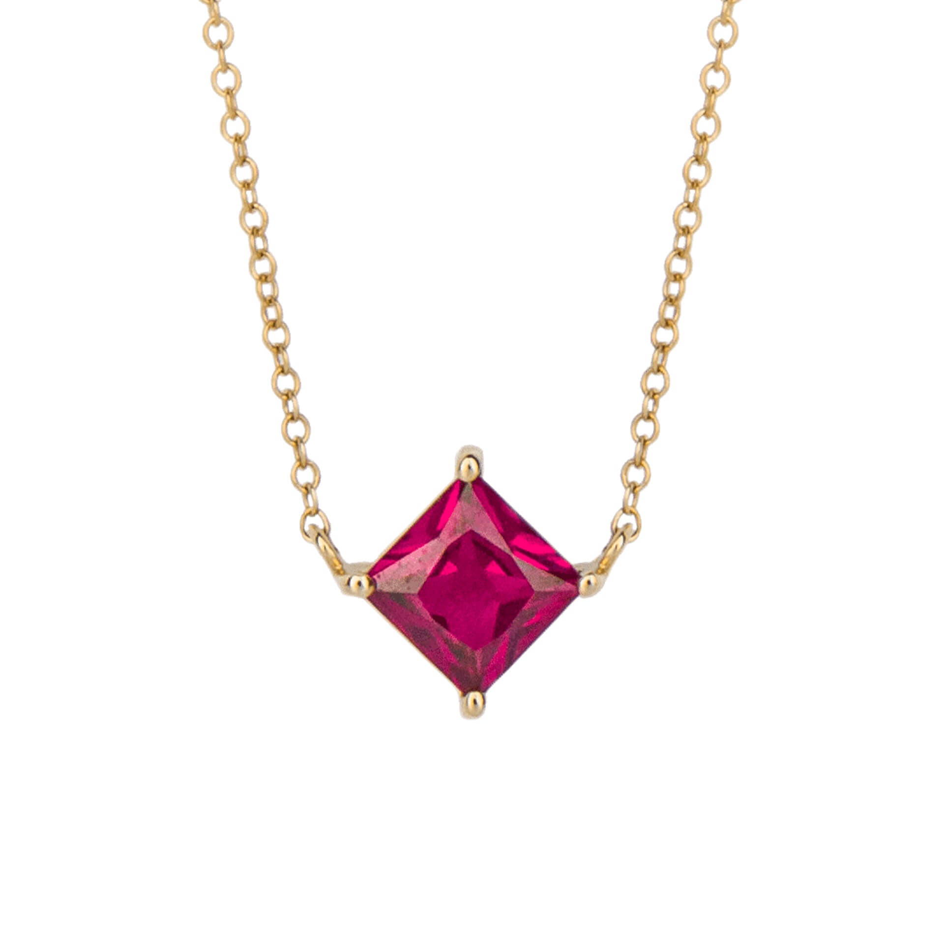 Gecko Jewellery Princess Cut Lab Created Stone Necklace in 9ct Gold