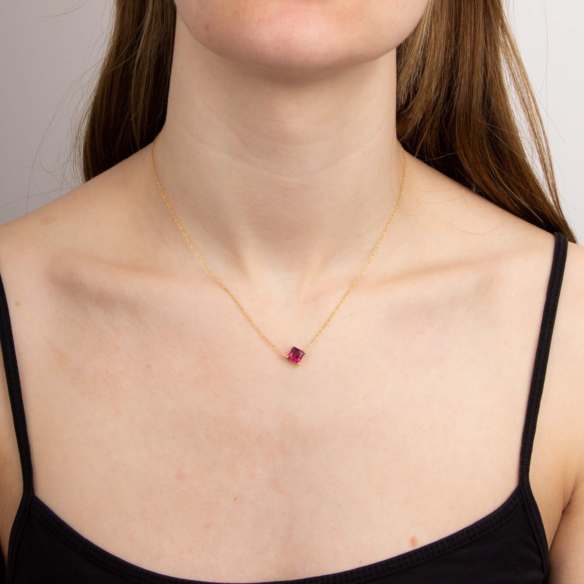 Gecko Jewellery Princess Cut Lab Created Stone Necklace in 9ct Gold
