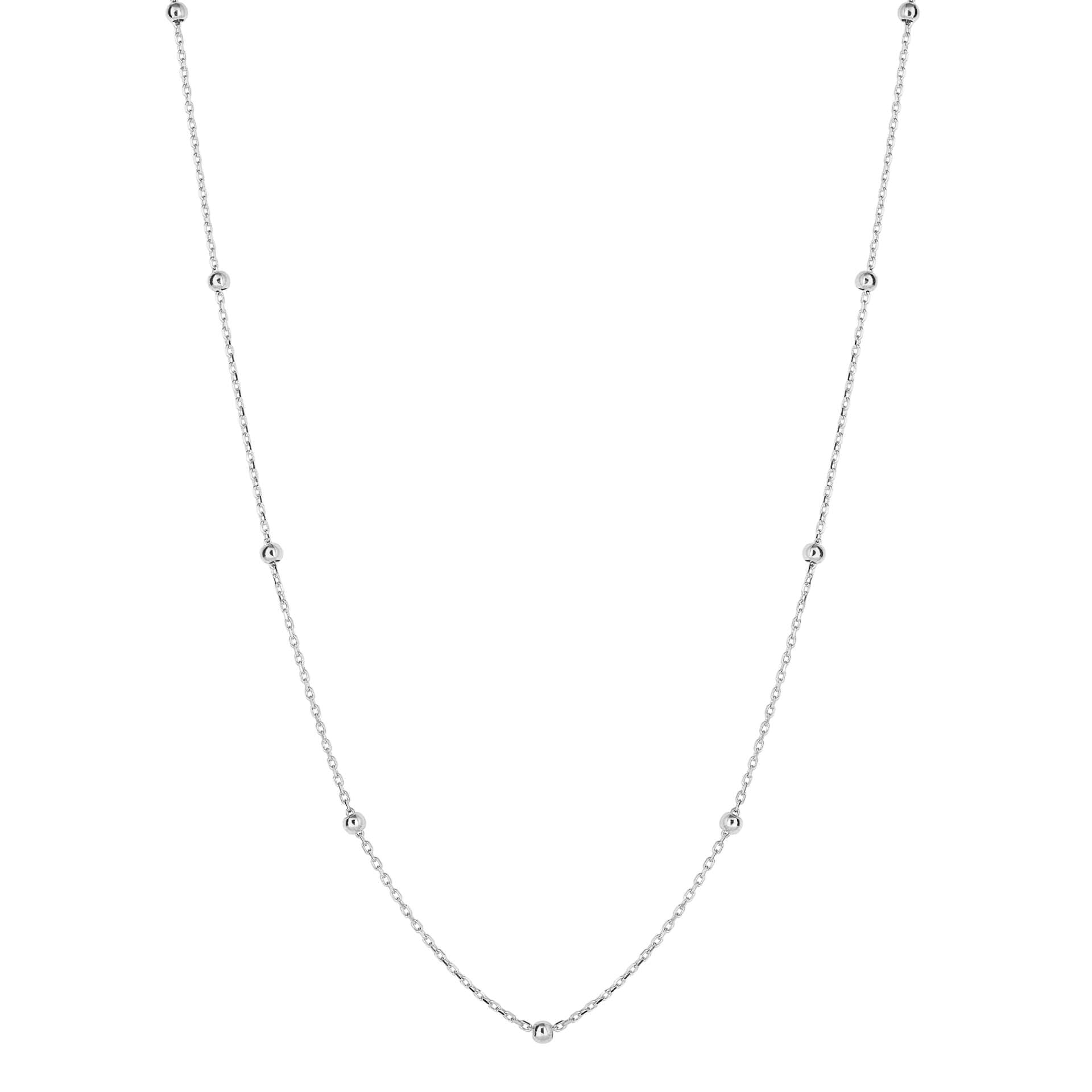 Gecko Jewellery 9ct Gold Ball Station Chain Necklace – Two Tone Design