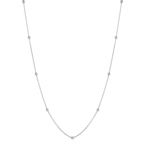 Gecko Jewellery 9ct Gold Ball Station Chain Necklace – Two Tone Design