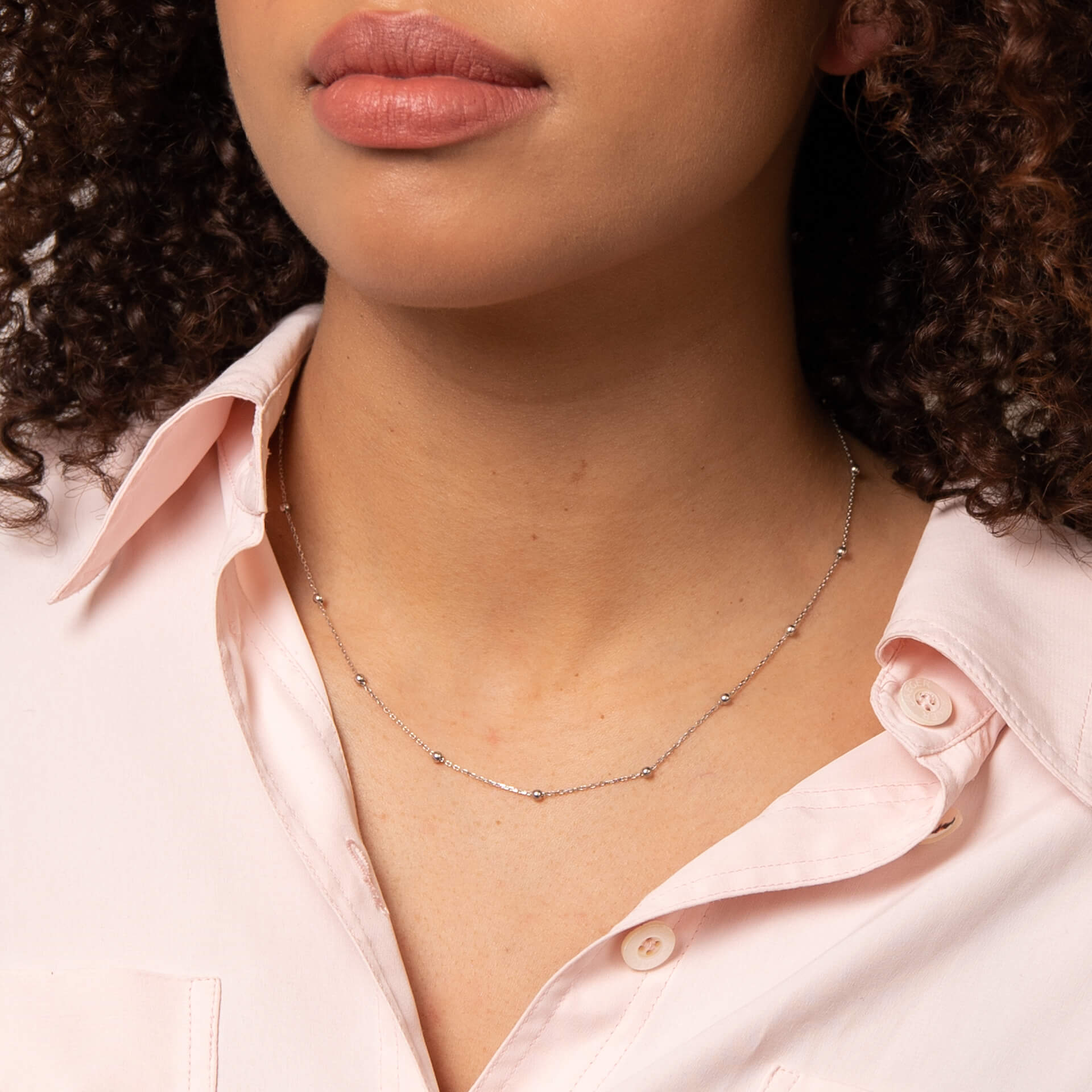Gecko Jewellery 9ct Gold Ball Station Chain Necklace – Two Tone Design