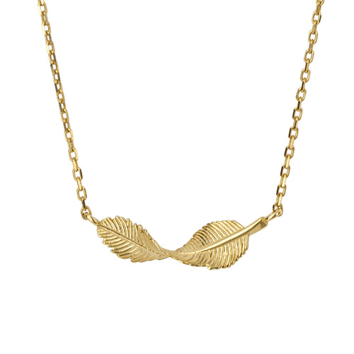 Gecko Jewellery 9ct Gold Twist Leaf Necklace – Minimalist Nature Design