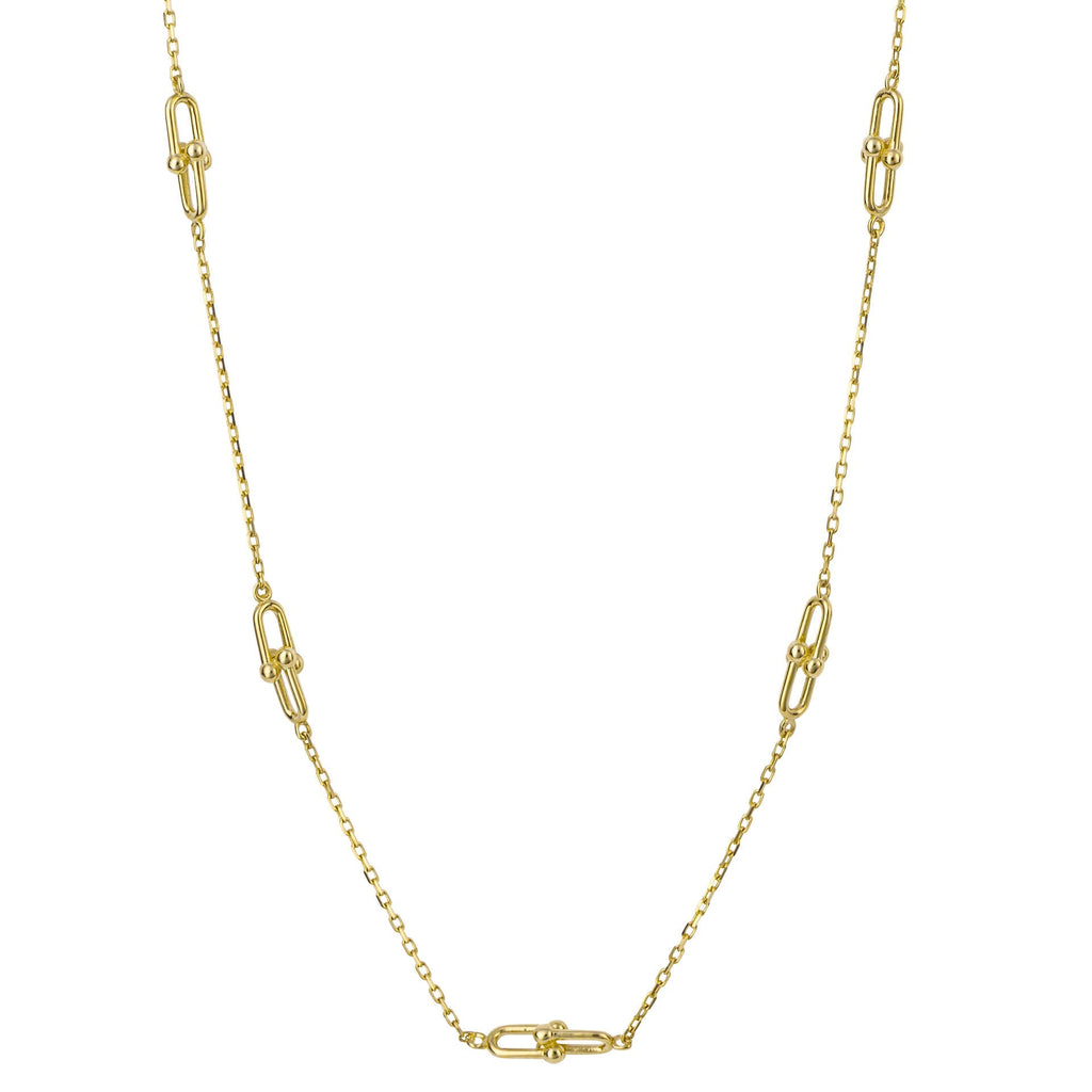 Gecko Jewellery 9ct Yellow Gold U Shape Link Station Necklace