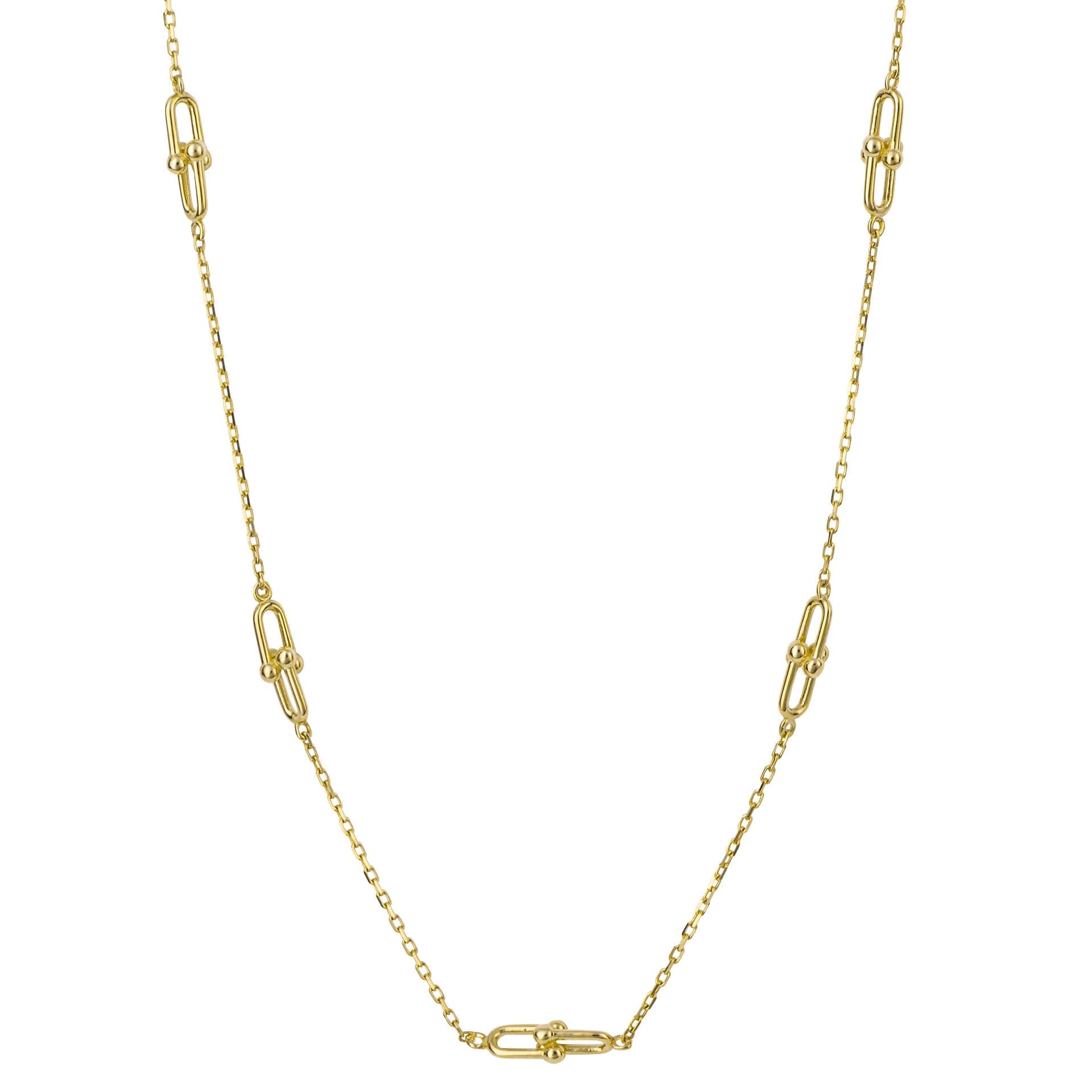 Gecko Jewellery 9ct Yellow Gold U Shape Link Station Necklace