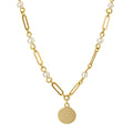 Gecko Jewellery 9ct Yellow Gold Pearl Station Necklace with Engravable Disc