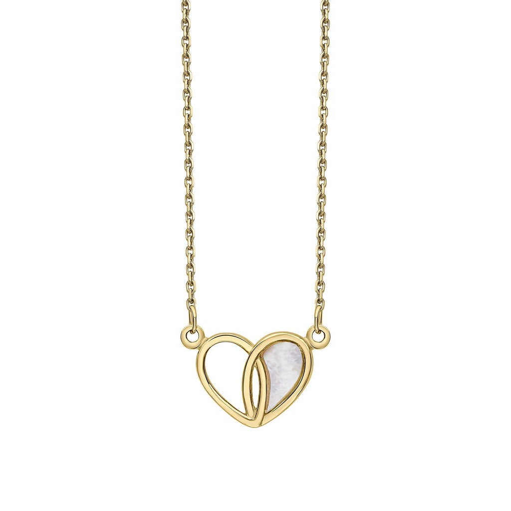 Gecko Jewellery 9ct Yellow Gold Heart Necklace with Mother of Pearl