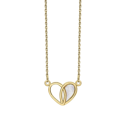 Gecko Jewellery 9ct Yellow Gold Heart Necklace with Mother of Pearl