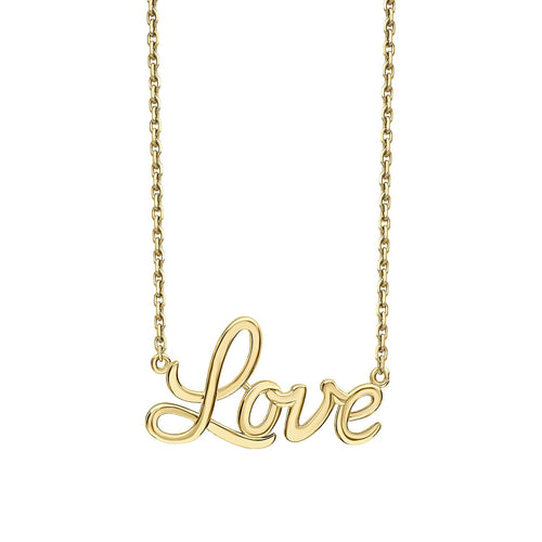 Gecko Jewellery Love Necklace – 9ct Yellow Gold Heartfelt Script Pendant