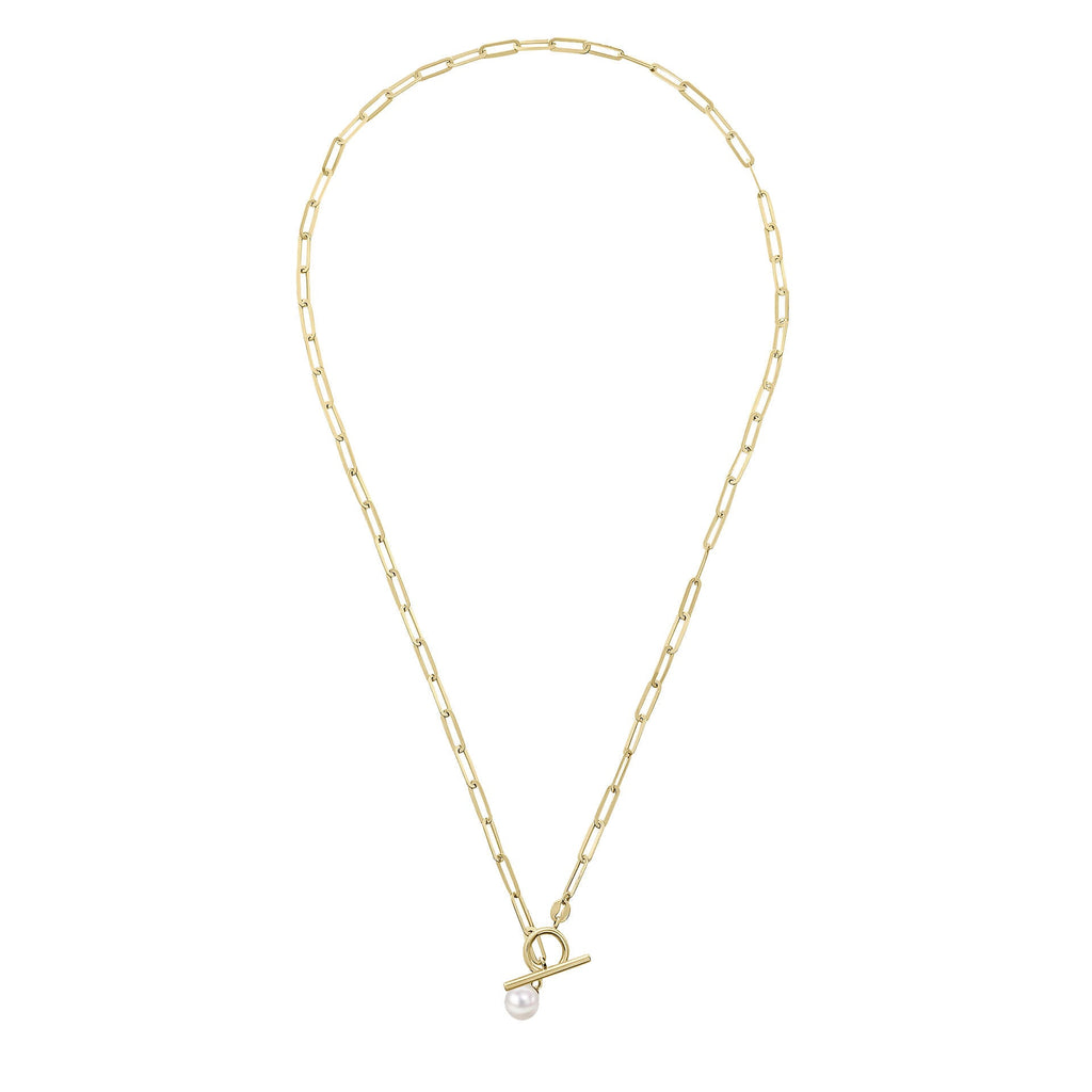 Gecko Jewellery T-Bar Chain Necklace with Freshwater Pearl Charm