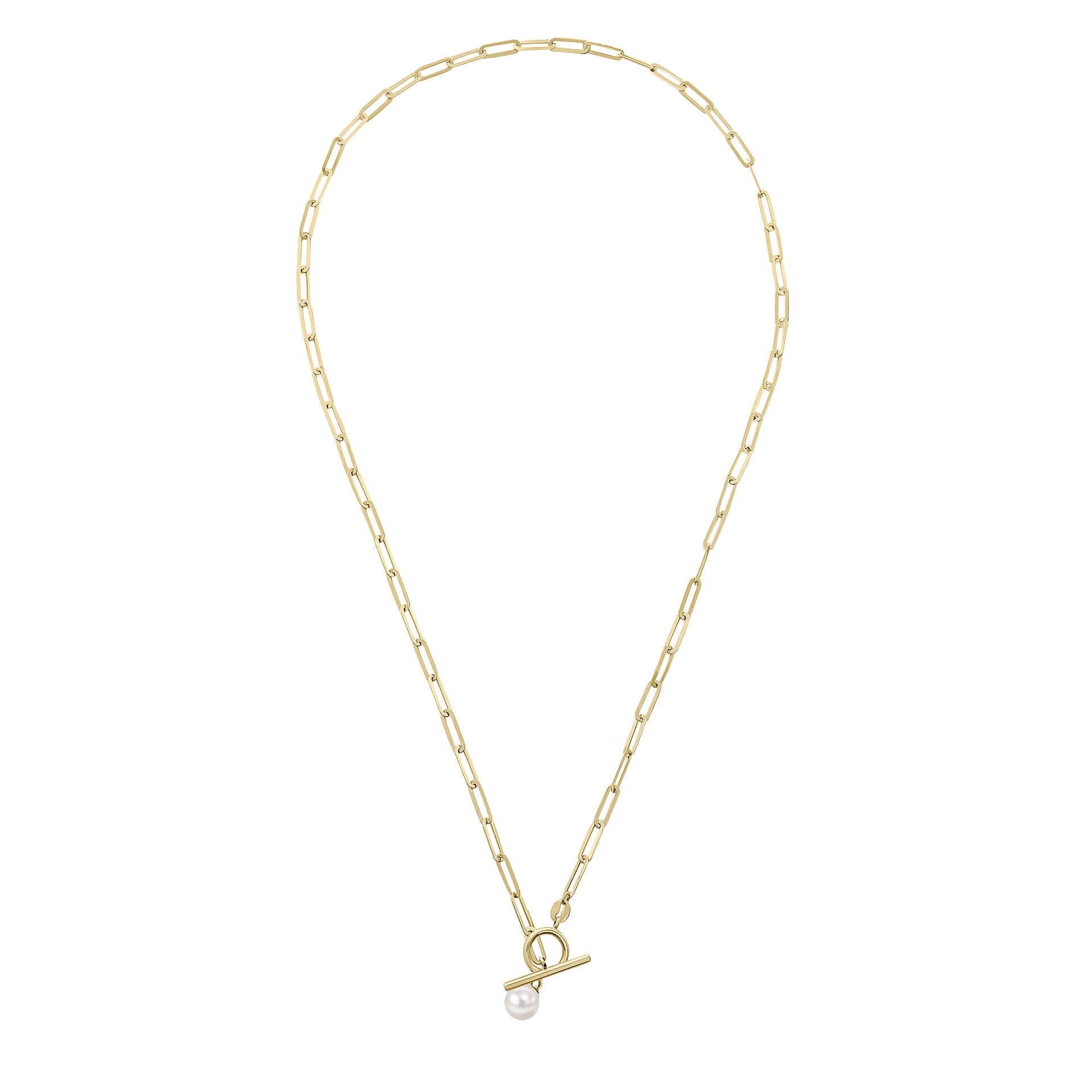 Gecko Jewellery T-Bar Chain Necklace with Freshwater Pearl Charm