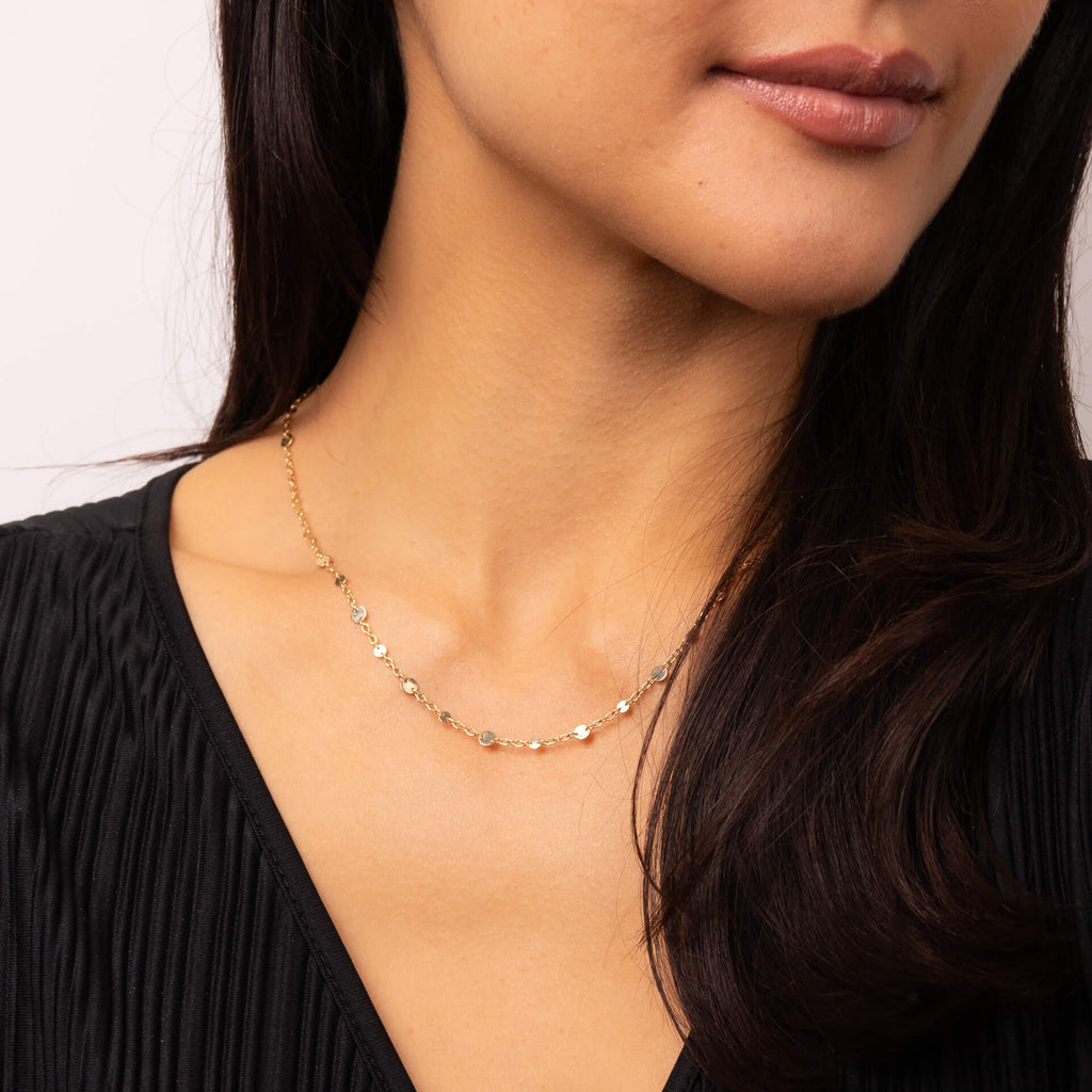 Gecko Jewellery 9ct Yellow Gold Discs and Chain Necklace – Italian Style