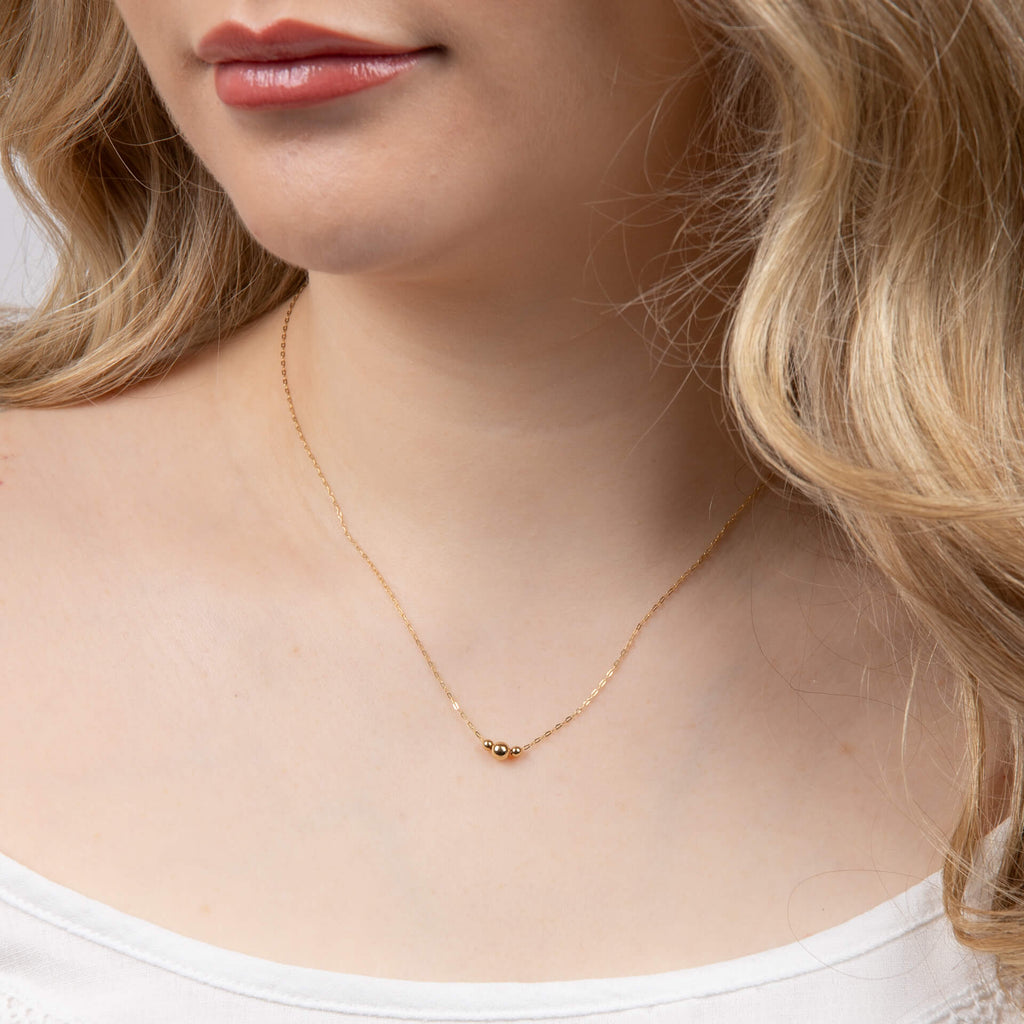 Gecko Jewellery 9ct Yellow Gold Trilogy Ball Chain Necklace
