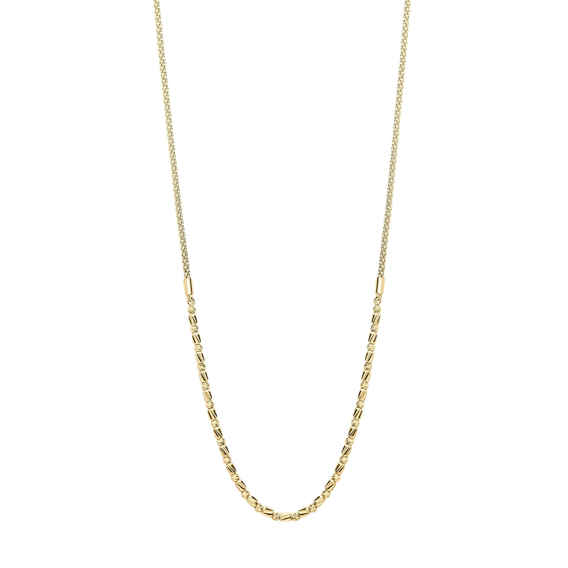 Gecko Jewellery 9ct Yellow Gold Diamond Cut Bead Bar Necklace