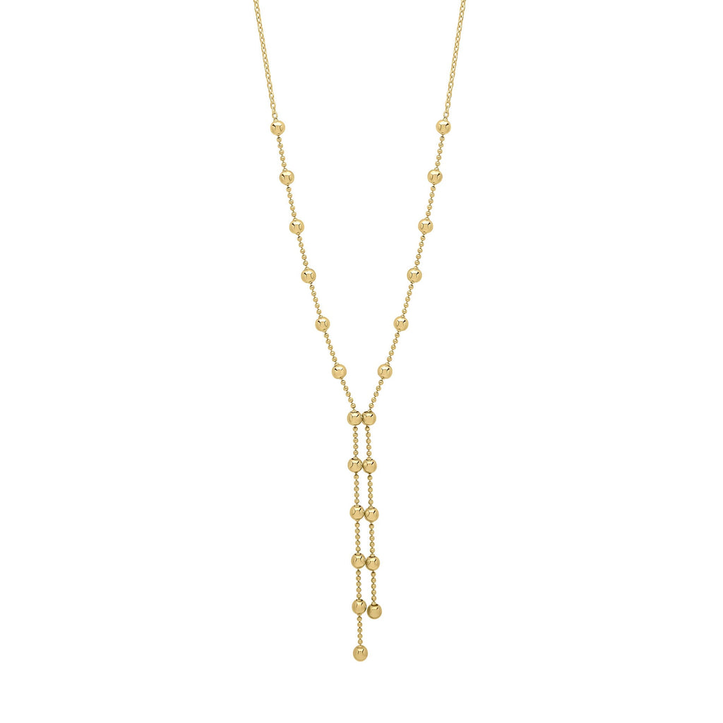 Gecko Jewellery 9ct Yellow Gold Ball Chain Lariat Necklace – 18 Inch