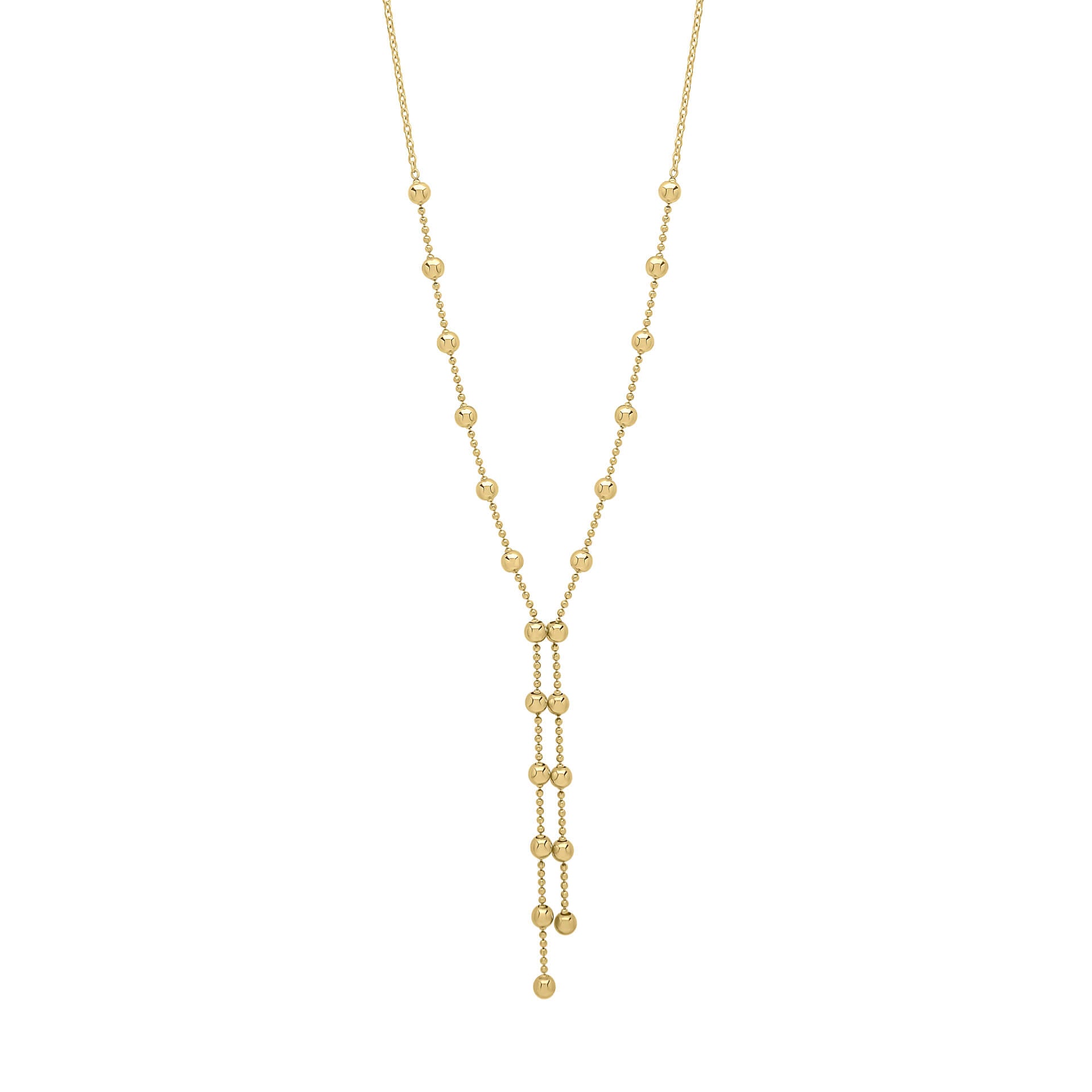 Gecko Jewellery 9ct Yellow Gold Ball Chain Lariat Necklace – 18 Inch