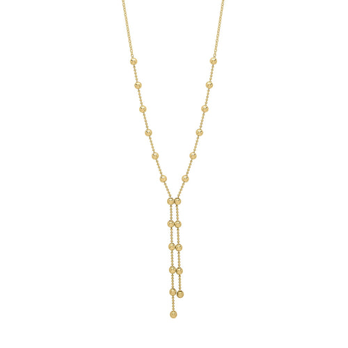 Gecko Jewellery 9ct Yellow Gold Ball Chain Lariat Necklace – 18 Inch