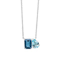 Gecko Jewellery London & Sky Blue Topaz Toi et Moi Necklace in 9ct White Gold