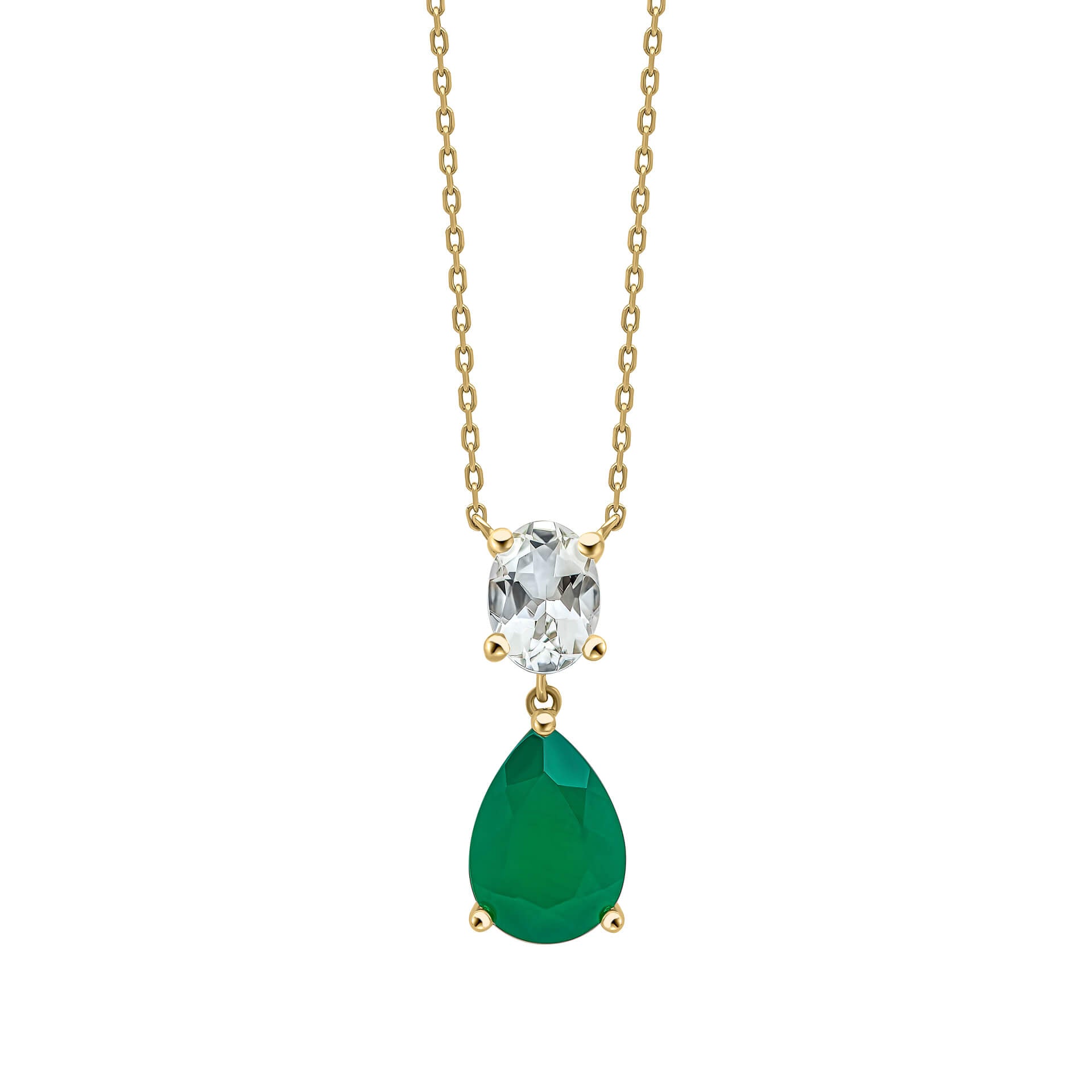 Gecko Jewellery Amethyst and Onyx Toi et Moi Necklace in 9ct Gold