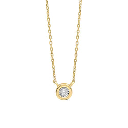 Gecko Jewellery 9ct Yellow Gold Rounded Bezel Solitaire Diamond Necklace